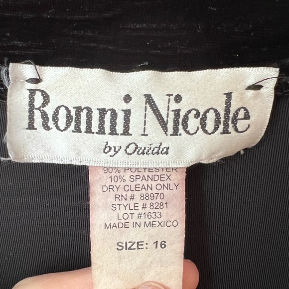 VTG Ronni Nicole Black Velvet Maxi Dress w/Matching Velvet Long Cardigan Size 16 - Picture 6 of 8